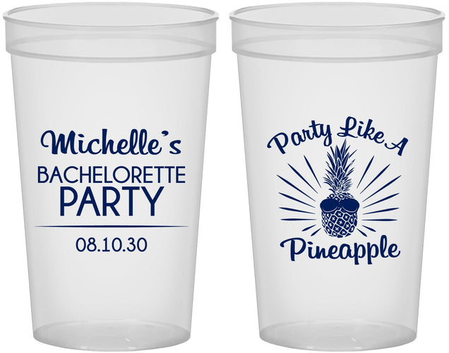Custom Bachelorette 22 oz Translucent Cups - Party Like A Pineapple | 60193
