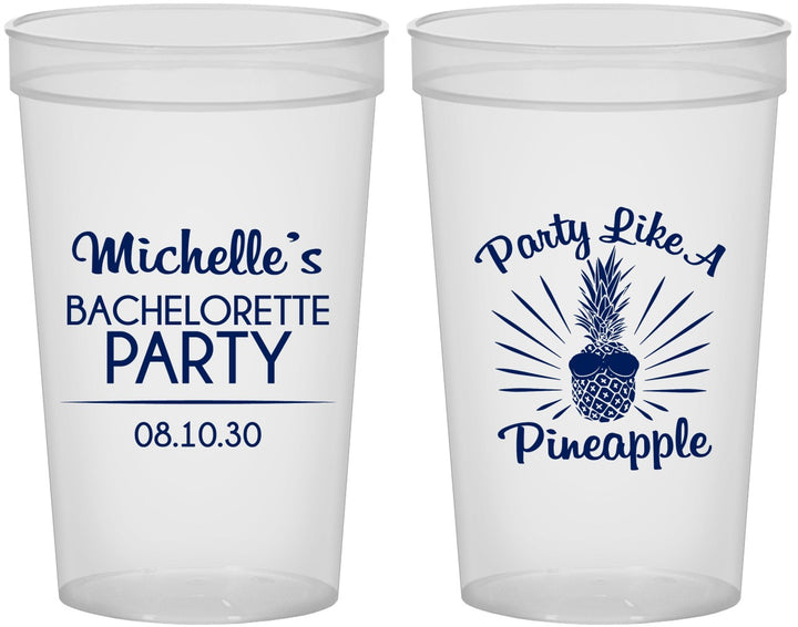 Custom Bachelorette 22 oz Translucent Cups - Party Like A Pineapple | 60193