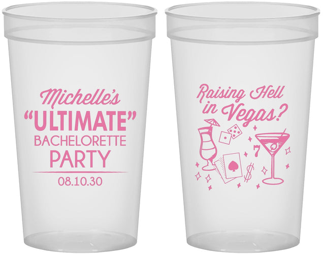 Custom Bachelorette 22 oz Translucent Cups - Raising Hell In Vegas | 60196