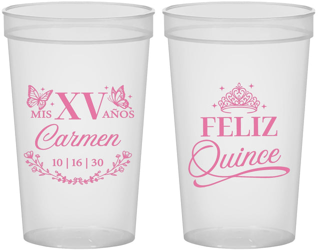 Custom Quinceanera 22 oz Translucent Cups - Mis Quince Anos | 70000