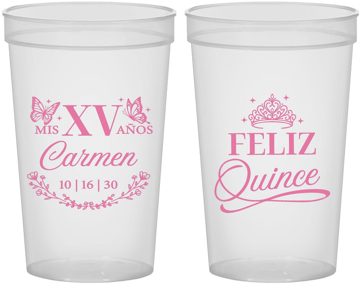 Custom Quinceanera 22 oz Translucent Cups - Mis Quince Anos | 70000