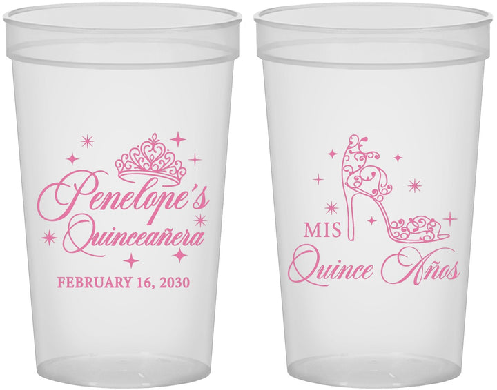 Custom Quinceanera 22 oz Translucent Cups - Mis Quince Anos | 70004