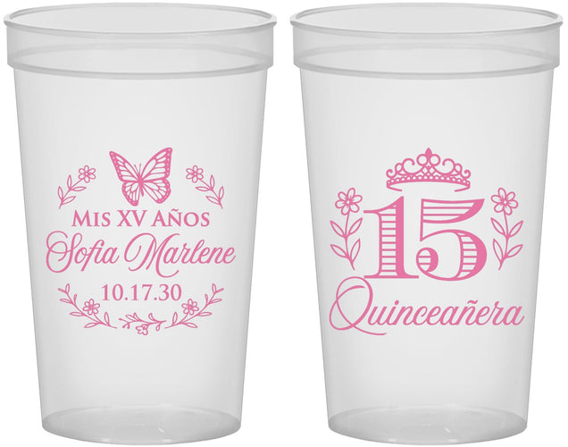 Custom Quinceanera 22 oz Translucent Cups - Mis Quince Anos | 70007