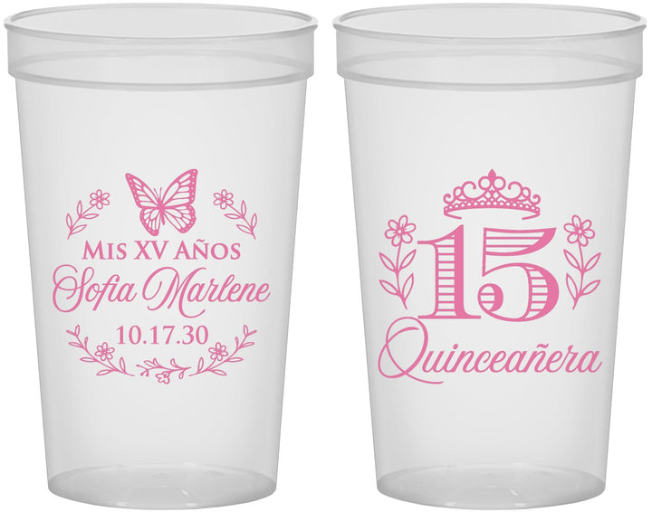 Custom Quinceanera 22 oz Translucent Cups - Mis Quince Anos | 70007