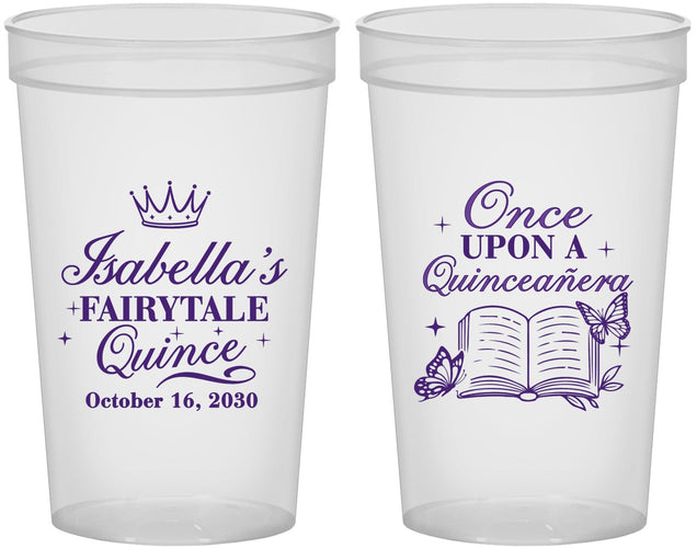 Custom Quinceanera 22 oz Translucent Cups - Once Upon A Quince | 70013