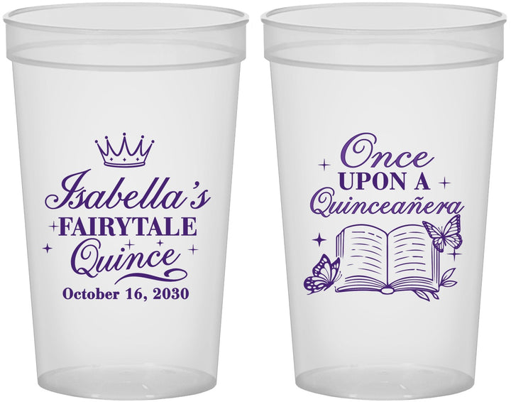 Custom Quinceanera 22 oz Translucent Cups - Once Upon A Quince | 70013