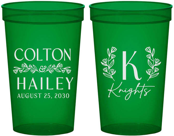 Custom Wedding 22 oz Translucent Cups - Monogram | 800
