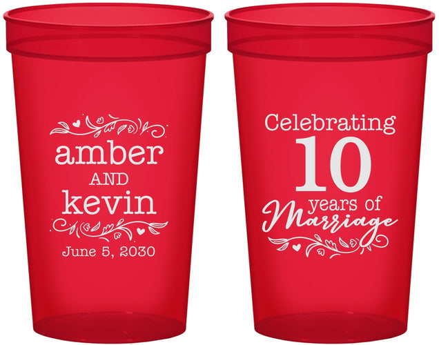 Custom Anniversary 22 oz Translucent Cups - 10 Years Of Marriage | 80000