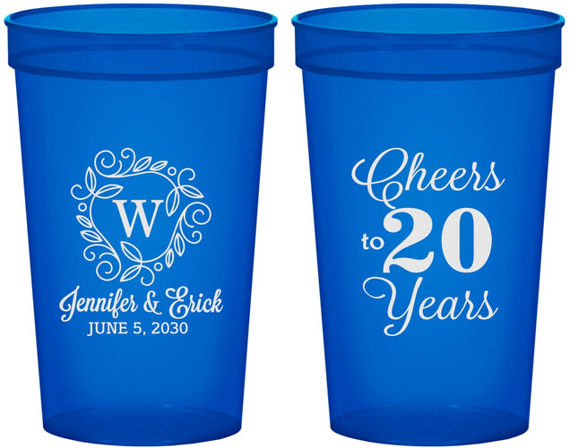 Custom Anniversary 22 oz Translucent Cups - Cheers To 20 Years | 80001