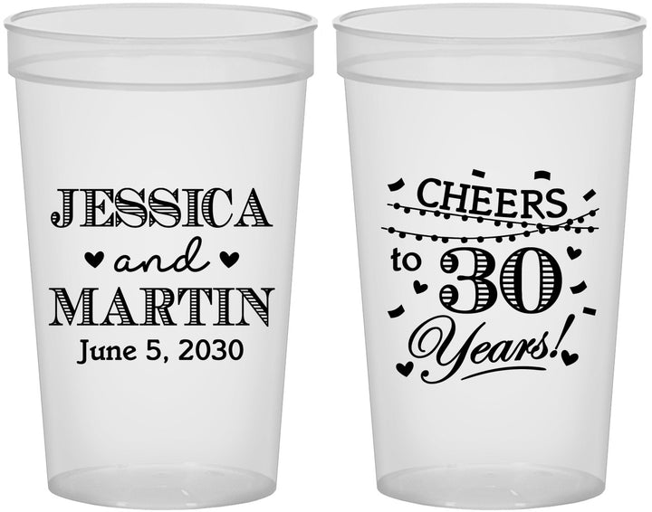 Custom Anniversary 22 oz Translucent Cups - Cheers To 30 Years | 80003