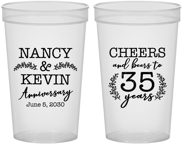 Custom Anniversary 22 oz Translucent Cups - Cheers To 35 Years | 80004