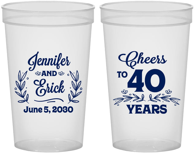 Custom Anniversary 22 oz Translucent Cups - Cheers To 40 Years | 80005