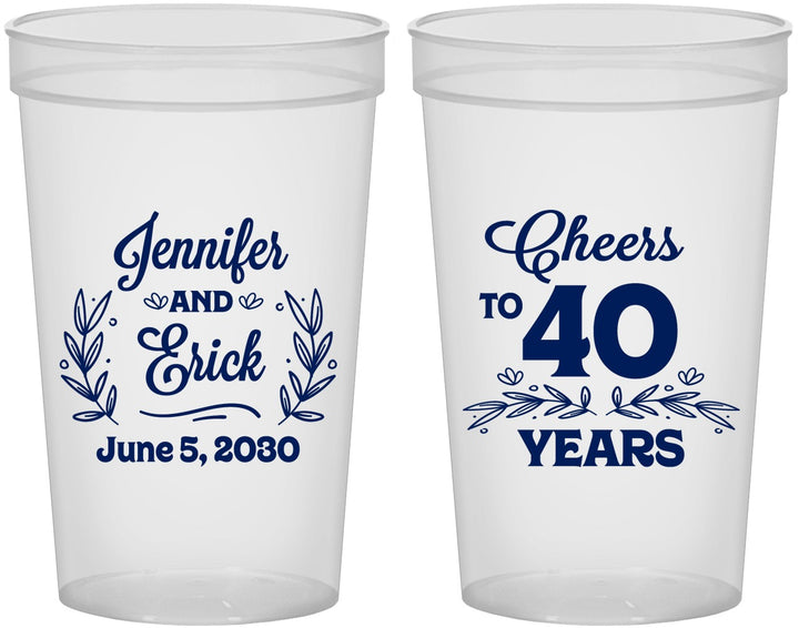 Custom Anniversary 22 oz Translucent Cups - Cheers To 40 Years | 80005