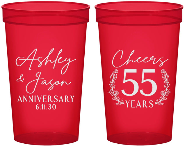 Custom Anniversary 22 oz Translucent Cups - Cheers To 55 Years | 80008