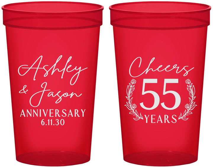 Custom Anniversary 22 oz Translucent Cups - Cheers To 55 Years | 80008