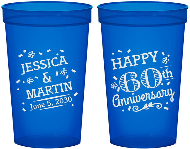 Custom Anniversary 22 oz Translucent Cups - Cheers To 60 Years | 80009