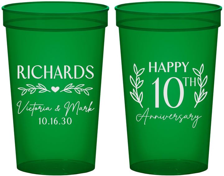 Custom Anniversary 22 oz Translucent Cups - 10th Wedding | 80010