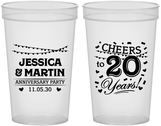 Custom Anniversary 22 oz Translucent Cups - Cheers To 20 Years | 80011