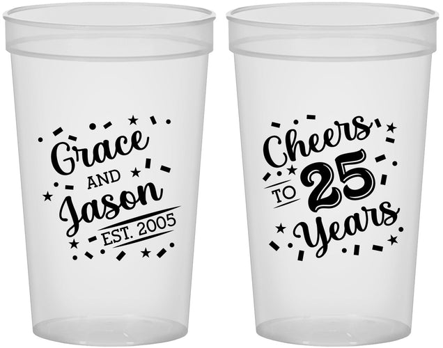 Custom Anniversary 22 oz Translucent Cups - Cheers To 25 Years | 80012