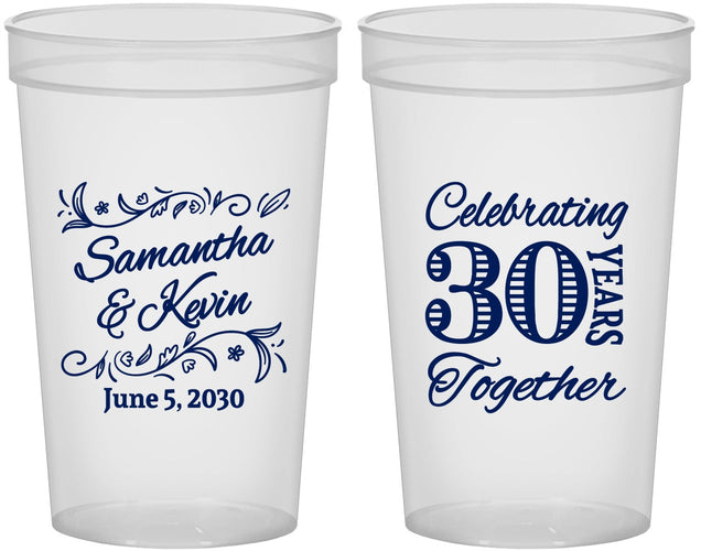 Custom Anniversary 22 oz Translucent Cups - 30 Years Together | 80013