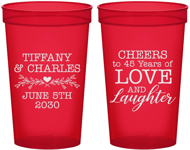 Custom Anniversary 22 oz Translucent Cups - Cheers To 45 Years | 80016