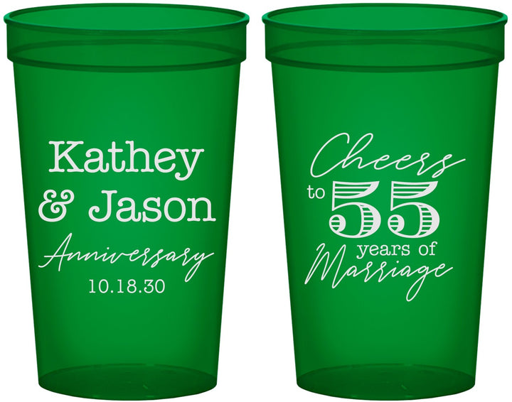 Custom Anniversary 22 oz Translucent Cups - Cheers To 55 Years | 80018
