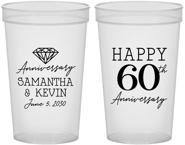 Custom Anniversary 22 oz Translucent Cups - 60th Wedding | 80019