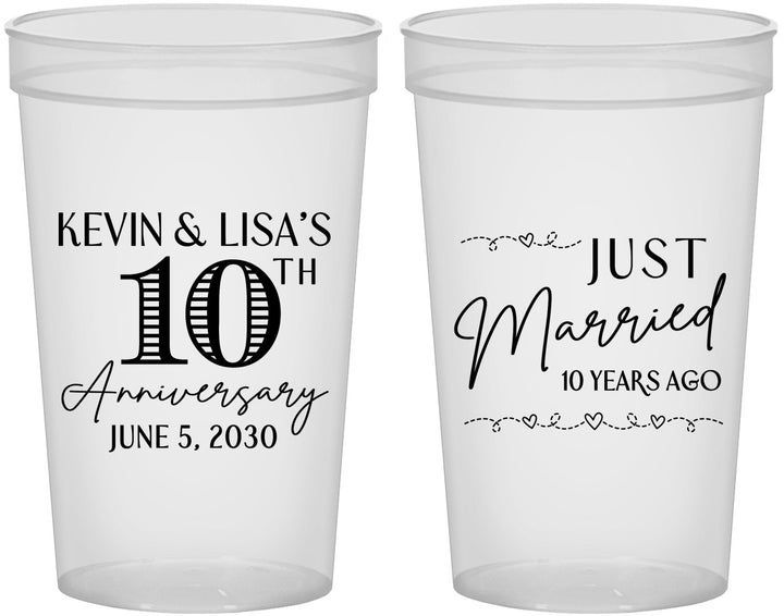 Custom Anniversary 22 oz Translucent Cups - 10 Years Down | 80020