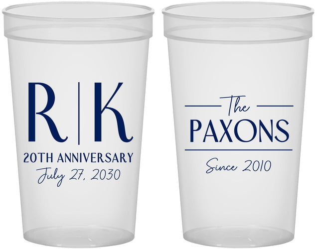 Custom Anniversary 22 oz Translucent Cups - 20th Wedding | 80021