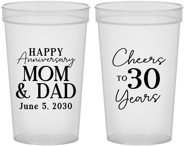 Custom Anniversary 22 oz Translucent Cups - Cheers To 30 Years | 80023