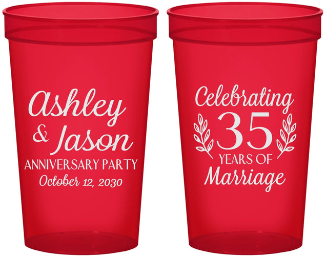 Custom Anniversary 22 oz Translucent Cups - 35 Years Of Marriage | 80024