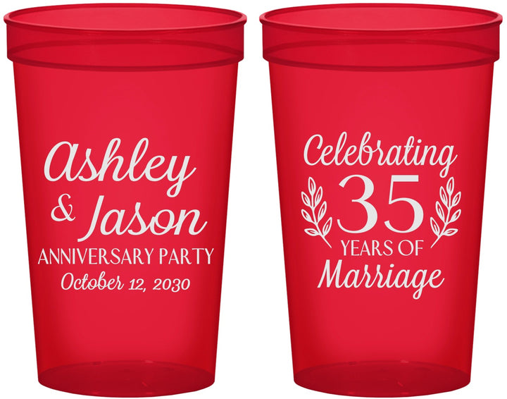Custom Anniversary 22 oz Translucent Cups - 35 Years Of Marriage | 80024