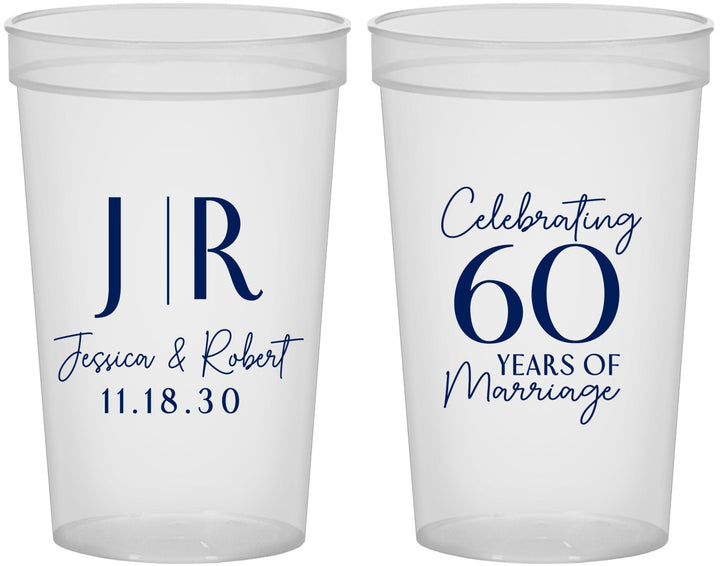 Custom Anniversary 22 oz Translucent Cups - 60 Years Of Marriage | 80029