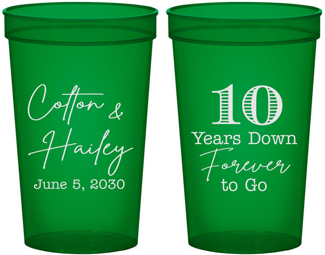 Custom Anniversary 22 oz Translucent Cups - Just Married 10 Years Ago | 80030