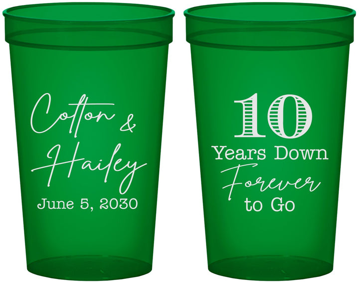 Custom Anniversary 22 oz Translucent Cups - Just Married 10 Years Ago | 80030