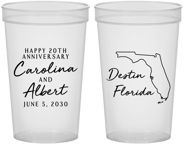 Custom Anniversary 22 oz Translucent Cups - 20th Wedding | 80031