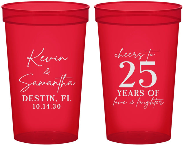 Custom Anniversary 22 oz Translucent Cups - 25 Years Of Marriage | 80032