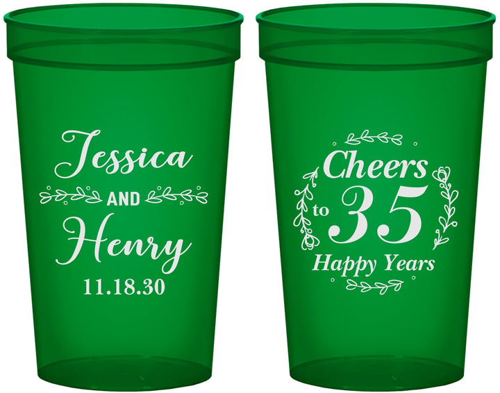 Custom Anniversary 22 oz Translucent Cups - Cheers To 35 Years | 80034