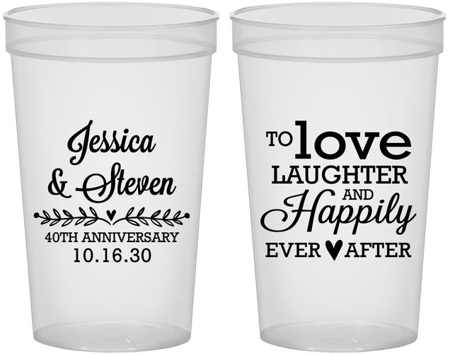 Custom Anniversary 22 oz Translucent Cups - 40th Wedding | 80035