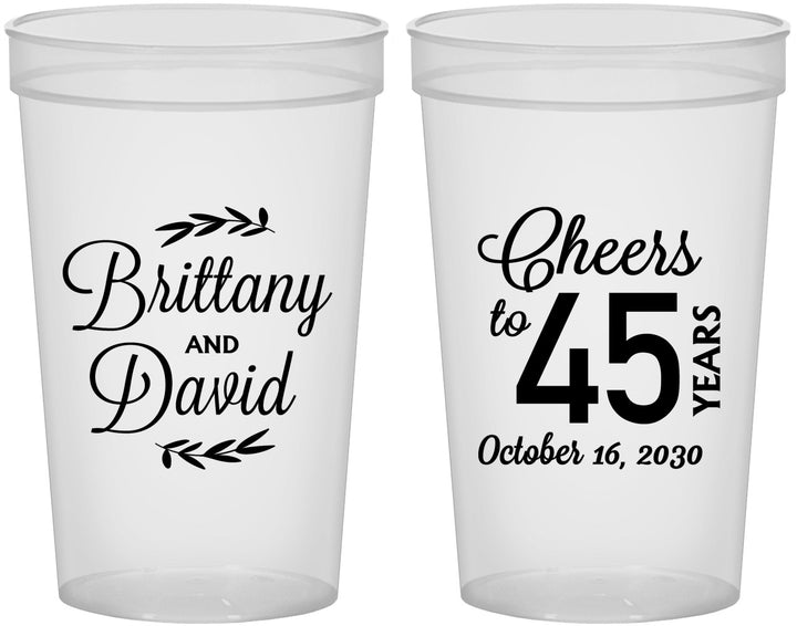 Custom Anniversary 22 oz Translucent Cups - Cheers To 45 Years | 80036