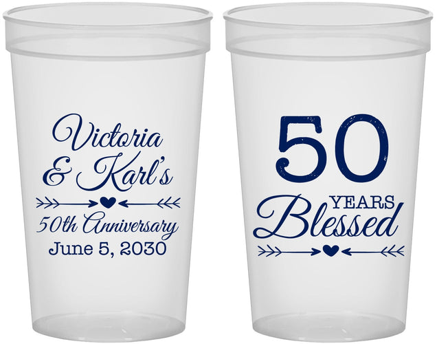 Custom Anniversary 22 oz Translucent Cups - 50 Years Blessed | 80037