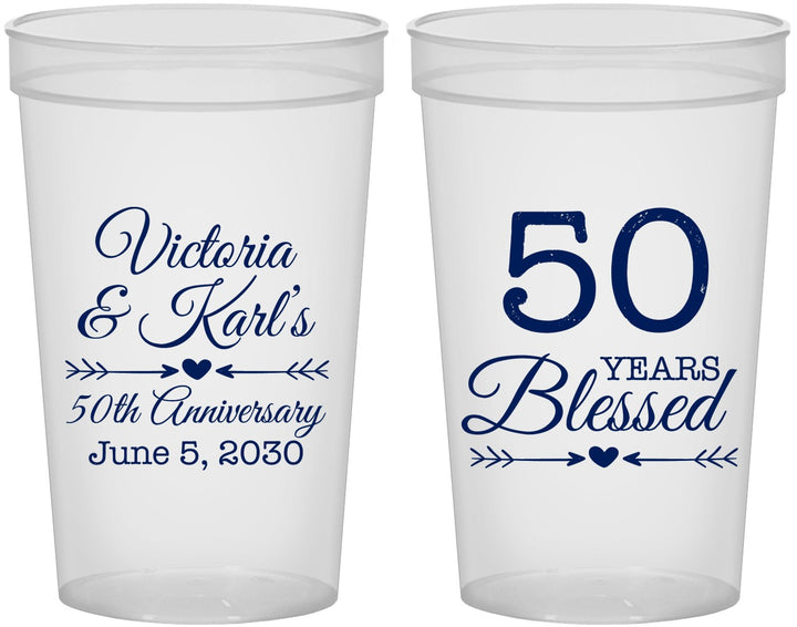 Custom Anniversary 22 oz Translucent Cups - 50 Years Blessed | 80037