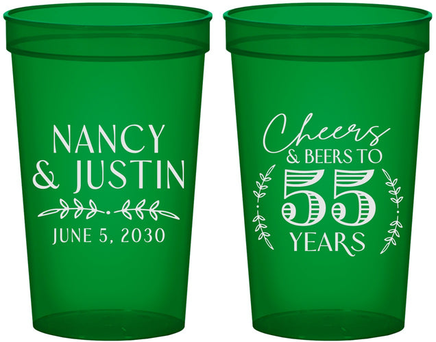 Custom Anniversary 22 oz Translucent Cups - Cheers To 55 Years | 80038