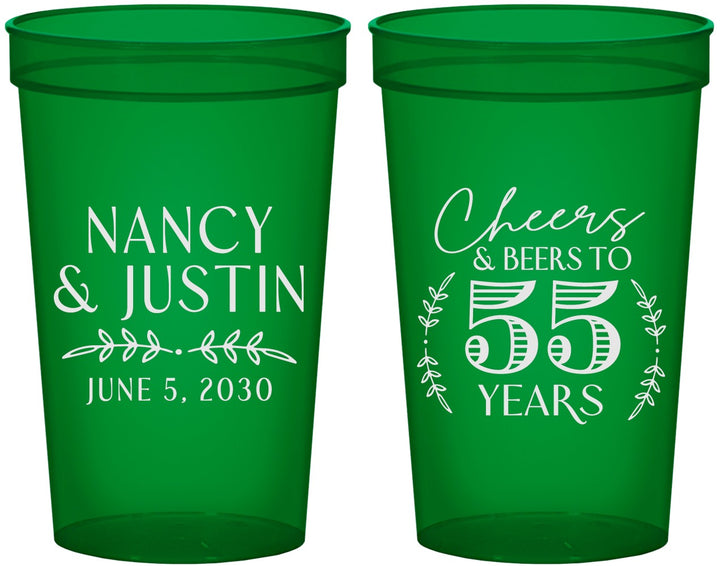 Custom Anniversary 22 oz Translucent Cups - Cheers To 55 Years | 80038