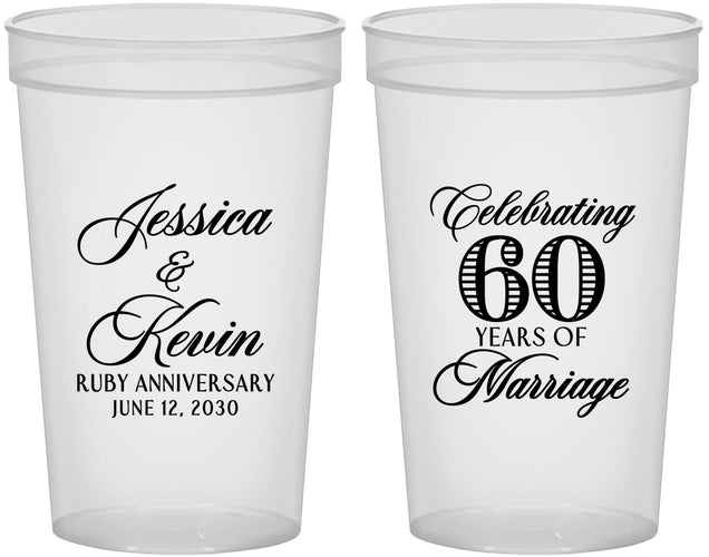 Custom Anniversary 22 oz Translucent Cups - 60 Years Of Marriage | 80039