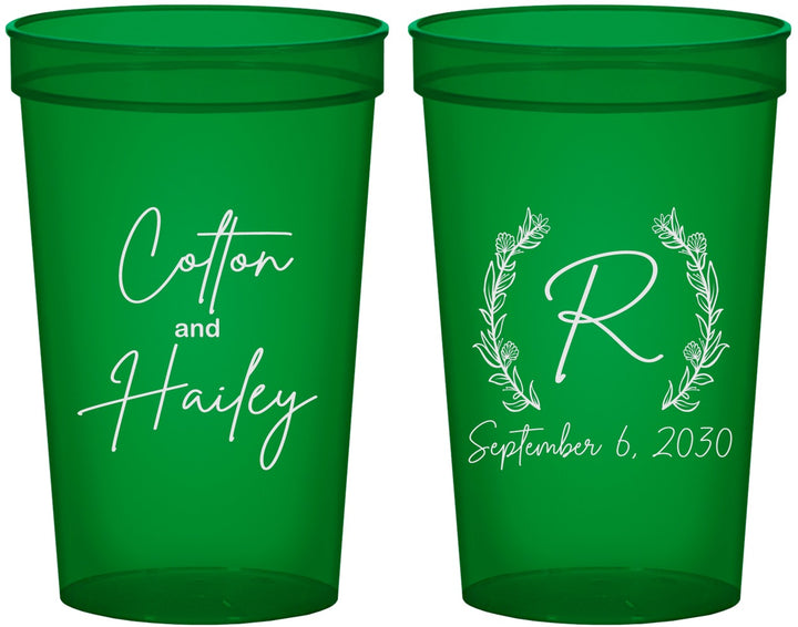 Custom Wedding 22 oz Translucent Cups - Monogram | 803