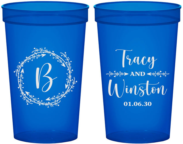 Custom Wedding 22 oz Translucent Cups - Monogram | 804