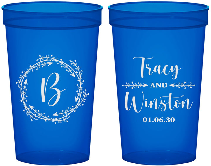 Custom Wedding 22 oz Translucent Cups - Monogram | 804