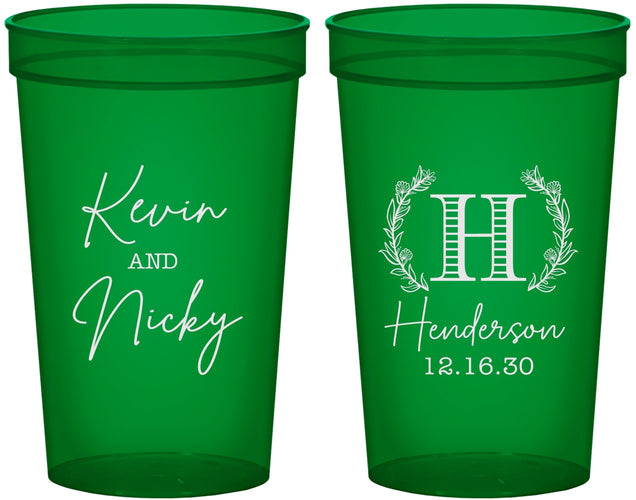 Custom Wedding 22 oz Translucent Cups - Monogram | 805