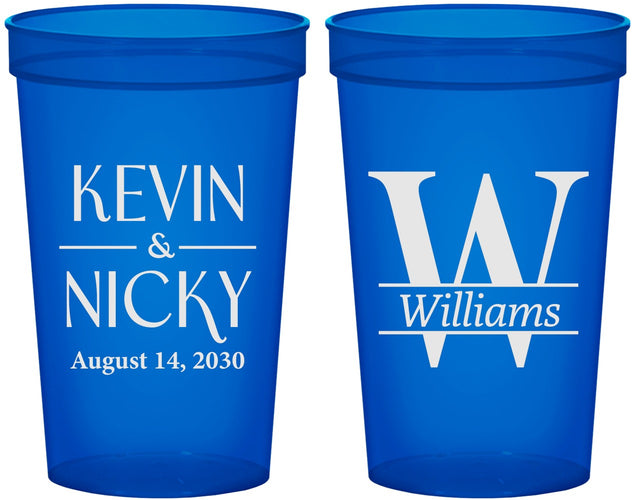 Custom Wedding 22 oz Translucent Cups - Monogram | 806